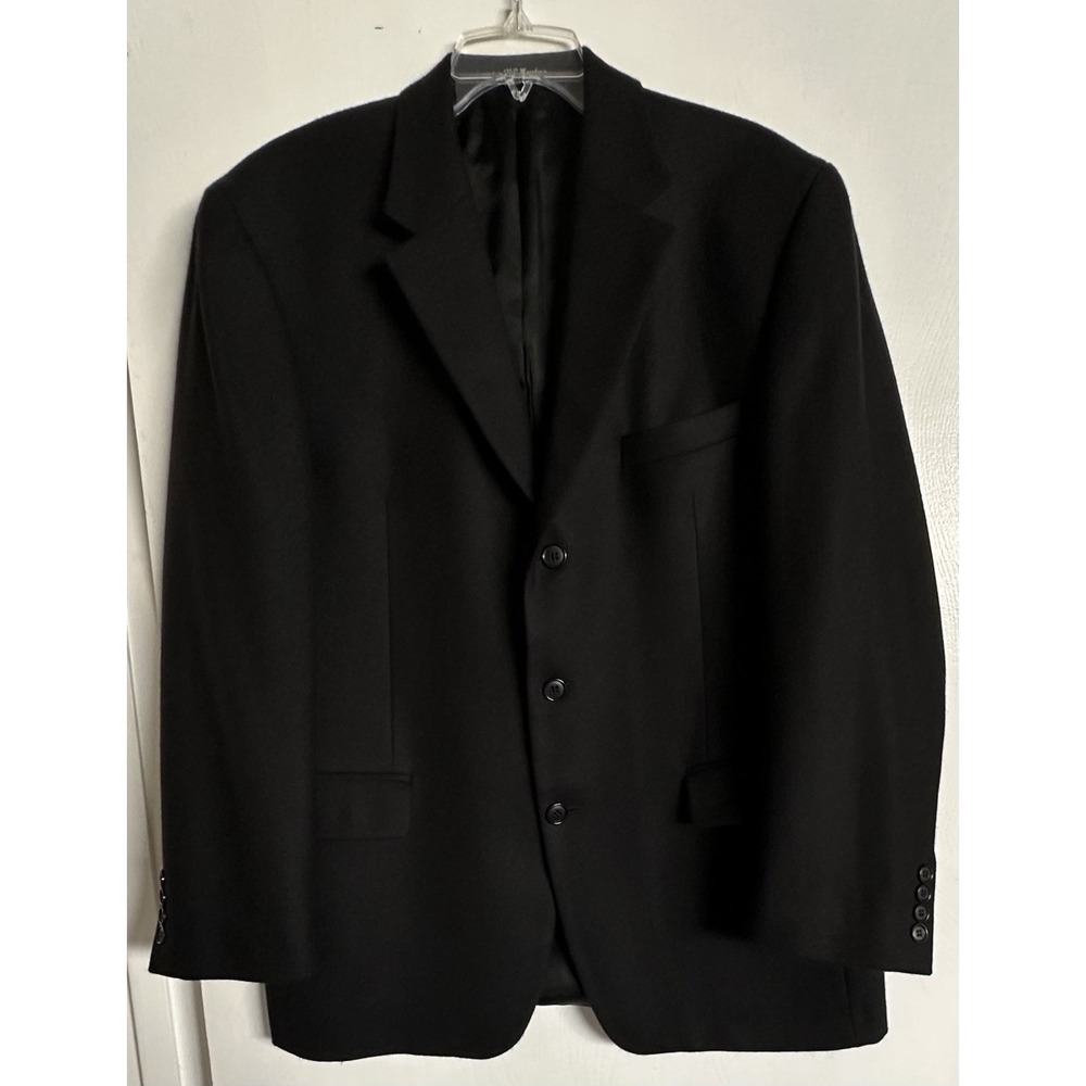 Andrew Fezza Fusion Lambswool and Cashmere Blazer 42R Black Three Button
